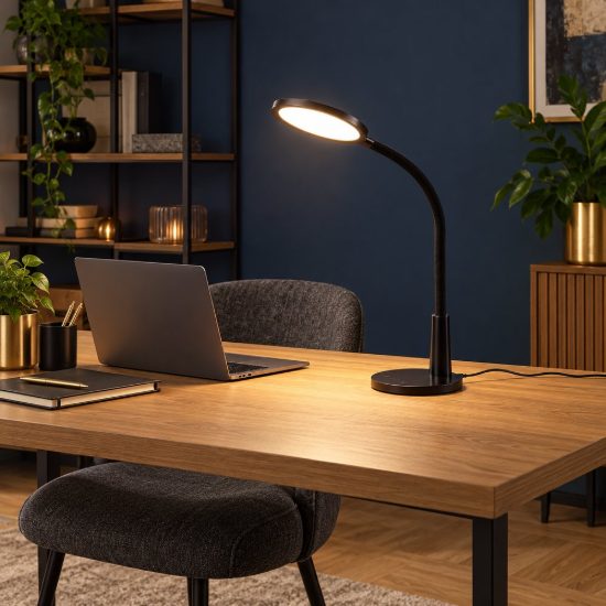 Lampada da scrivania led 8,4w 4000k touch per ufficio con braccio flessibile timer nera