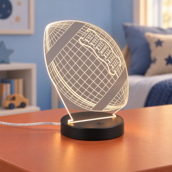 Lampada da tavolo led 3,2w 3000k rgb per cameretta a forma di pallone da football nera