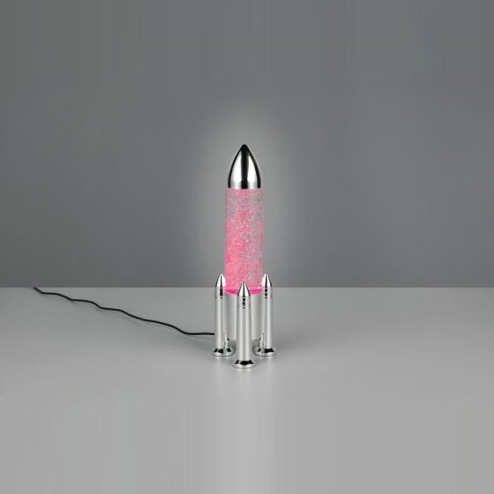 Lampada da tavolo led 0,4w rgb usb per cameretta a forma di razzo con glitter titanio