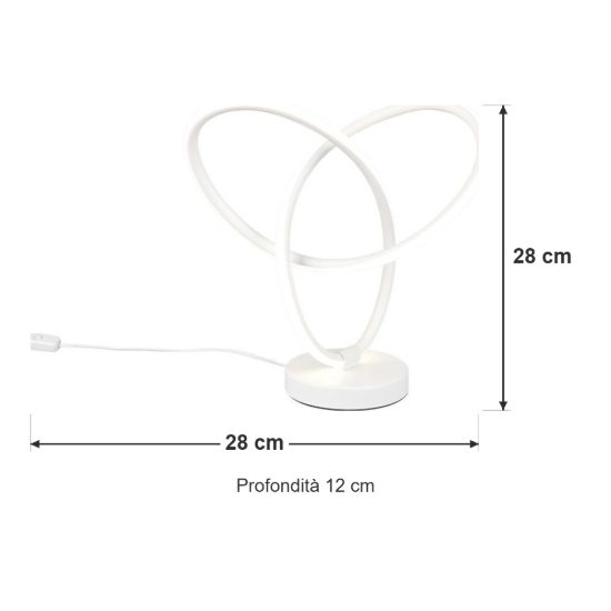 Abat-jour led 8w 4000k per comodino moderno bianco