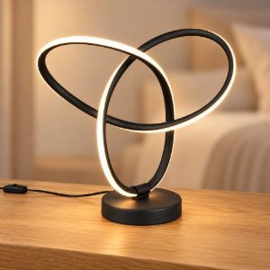 Abat-jour led 8w 3000k per comodino moderno nero