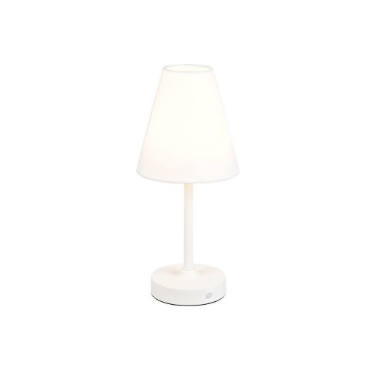 Abat-jour ricaricabile led 1,5w 3000k touch per comodino bianco con paralume in tessuto bianco