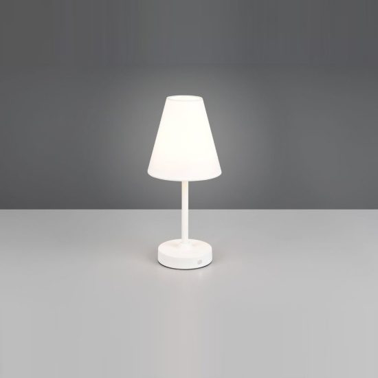Abat-jour ricaricabile led 1,5w 3000k touch per comodino bianco con paralume in tessuto bianco