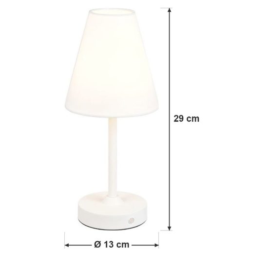 Abat-jour ricaricabile led 1,5w 3000k touch per comodino bianco con paralume in tessuto bianco