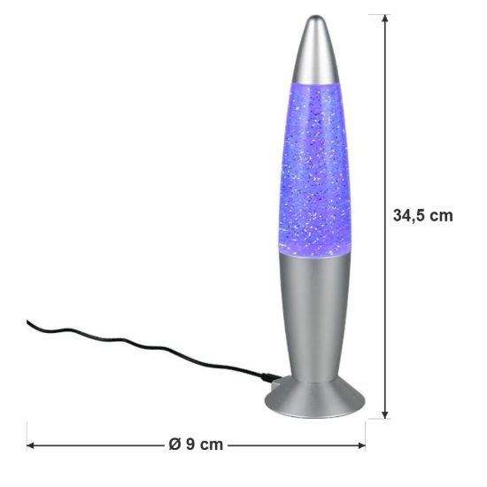 Lampada da tavolo led 0,4w rgb usb-c per cameretta effetto glitter titanio