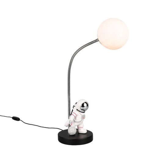 Lampada da tavolo per cameretta led 1,5w 2700k usb-c a forma di astronauta con luna nera