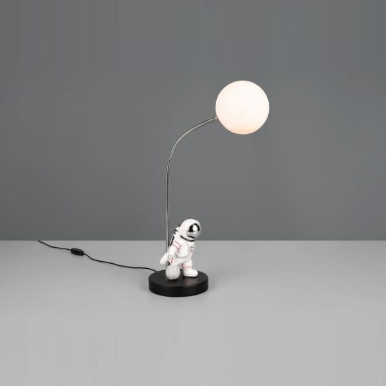 Lampada da tavolo per cameretta led 1,5w 2700k usb-c a forma di astronauta con luna nera