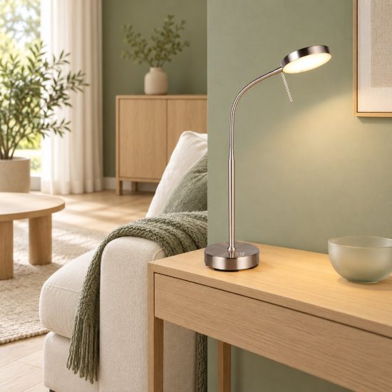 Lampada da tavolo ricaricabile led 3w cct 2700k 4000k 6000k touch per soggiorno nichel opaco