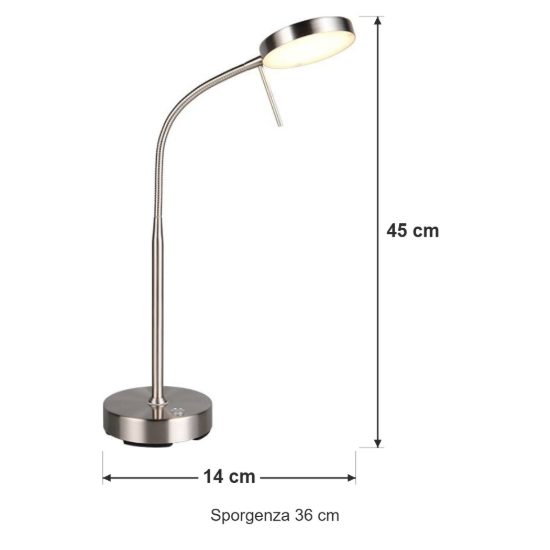 Lampada da tavolo ricaricabile led 3w cct 2700k 4000k 6000k touch per soggiorno nichel opaco