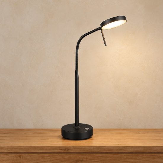Lampada da tavolo ricaricabile led 3w 2700k 4000k 6000k touch per soggiorno orientabile nera