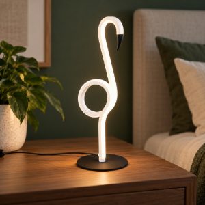 Abat-jour led 6w 3000k per comodino a forma di fenicottero bianco