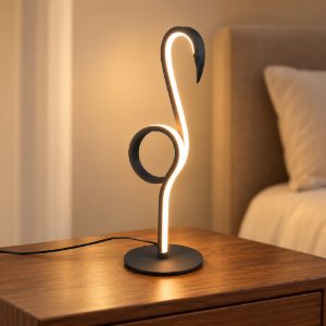 Abat-jour led 6w 3000k per comodino a forma di fenicottero nero