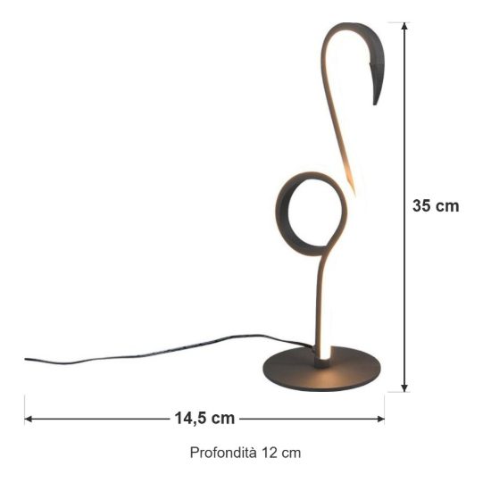 Abat-jour led 6w 3000k per comodino a forma di fenicottero nero
