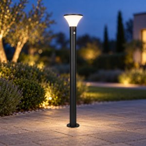 Lampioncino da giardino solare led 3,5w 4000k con sensore di movimento ip44 a forma di fungo nero