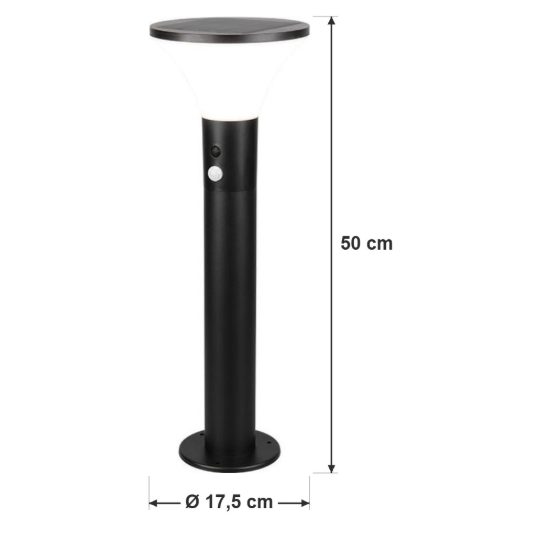 Lampioncino da giardino solare led 3,5w 4000k con sensore di movimento ip44 a forma di fungo nero