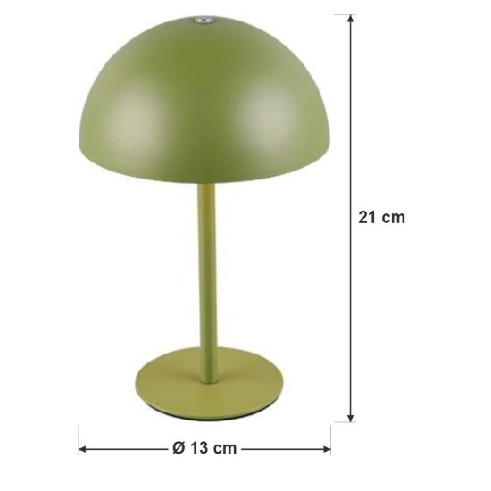 Abat-jour ricaricabile led 1,3w 3000k touch per comodino verde a forma di fungo