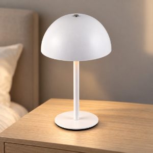 Abat-jour ricaricabile led 1,3w 3000k touch per comodino bianco a forma di fungo