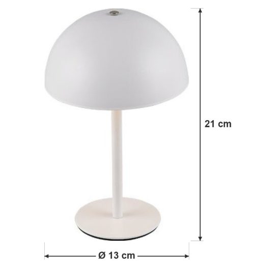 Abat-jour ricaricabile led 1,3w 3000k touch per comodino bianco a forma di fungo