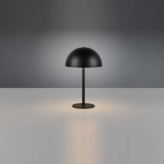Abat-jour ricaricabile led 1,3w 3000k touch per comodino nero a forma di fungo