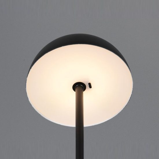 Abat-jour ricaricabile led 1,3w 3000k touch per comodino nero a forma di fungo