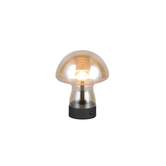 Abat-jour ricaricabile led 1,5w 3000k touch per comodino a fungo in vetro ambra
