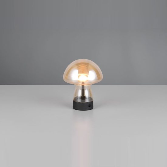 Abat-jour ricaricabile led 1,5w 3000k touch per comodino a fungo in vetro ambra