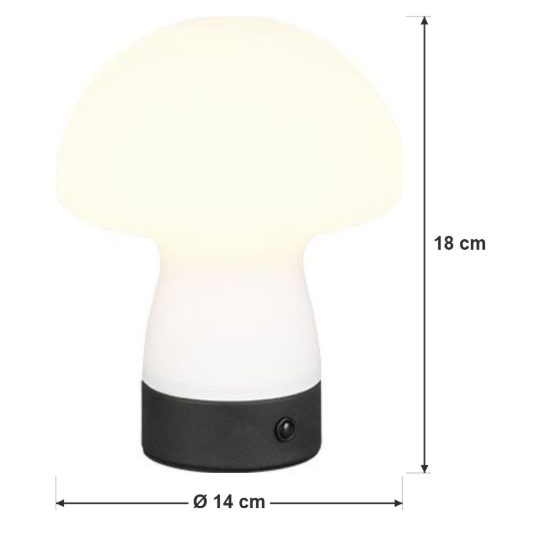 Abat-jour ricaricabile led 1,5w 3000k touch per comodino a fungo in vetro bianco