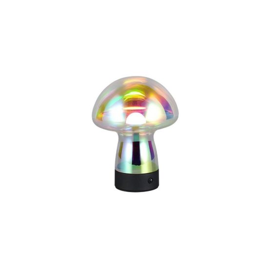 Abat-jour ricaricabile led 1,5w 3000k touch per comodino a fungo in vetro iridescente