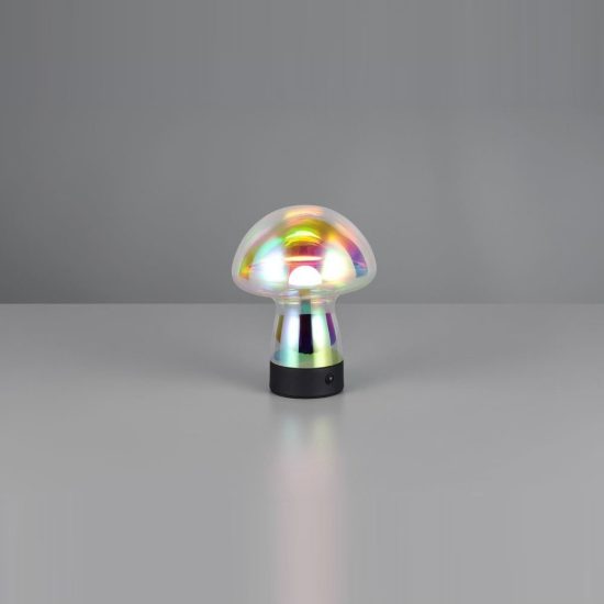 Abat-jour ricaricabile led 1,5w 3000k touch per comodino a fungo in vetro iridescente