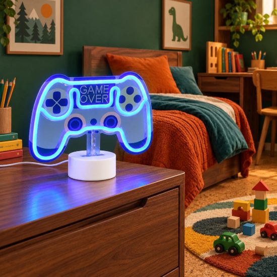 Lampada da tavolo per salotto led 1,2w a batteria o usb a forma di controller bianca