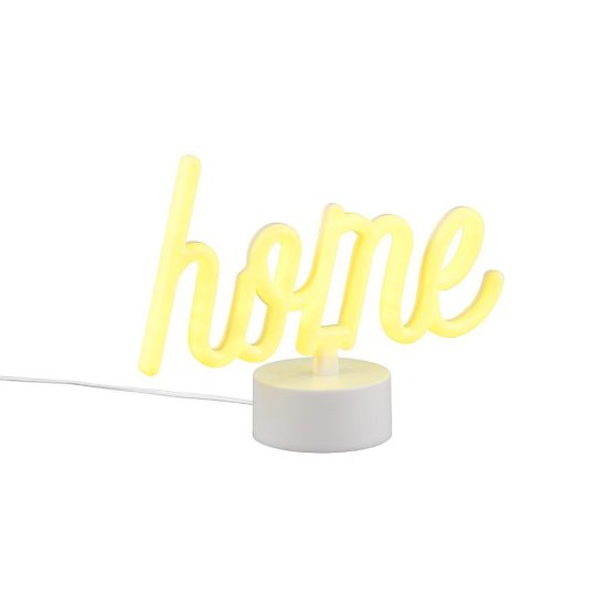 Lampada da tavolo per salotto led 1w a batteria o usb con scritta home bianca