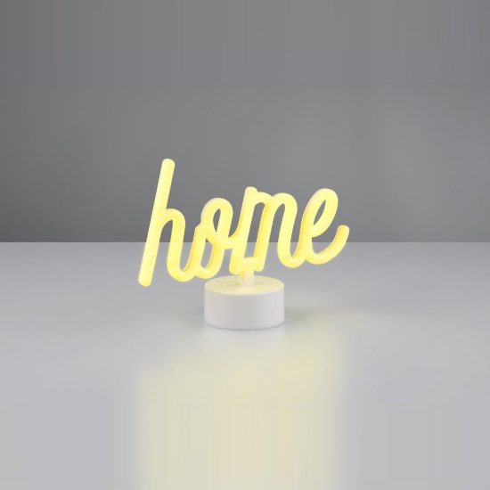 Lampada da tavolo per salotto led 1w a batteria o usb con scritta home bianca