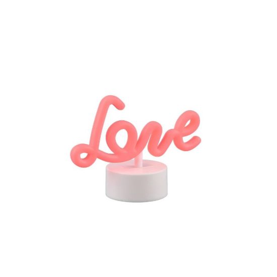 Lampada da tavolo per salotto led 1w a batteria o usb con scritta love bianca