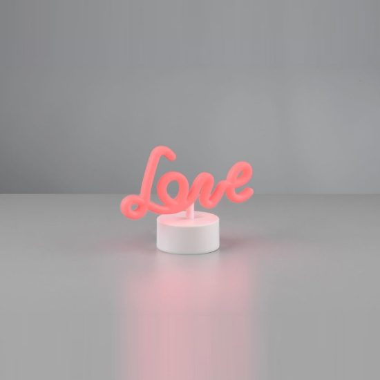 Lampada da tavolo per salotto led 1w a batteria o usb con scritta love bianca