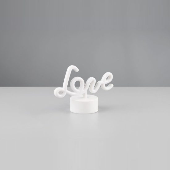 Lampada da tavolo per salotto led 1w a batteria o usb con scritta love bianca