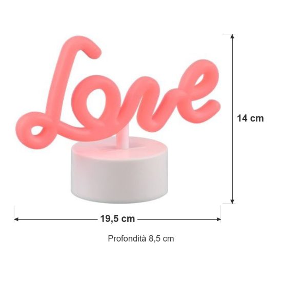 Lampada da tavolo per salotto led 1w a batteria o usb con scritta love bianca