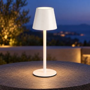 Lampada da tavolino ricaricabile da esterno led 1,6w cct 2700k 6500k touch ip44 moderna bianca