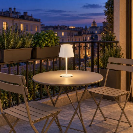 Lampada da tavolino ricaricabile da esterno led 1,6w cct 2700k 6500k touch ip44 moderna bianca