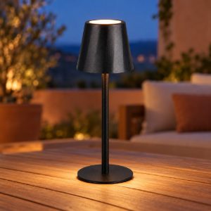 Lampada da tavolino ricaricabile da esterno led 1,6w cct 2700k 6500k touch ip44 moderna nera