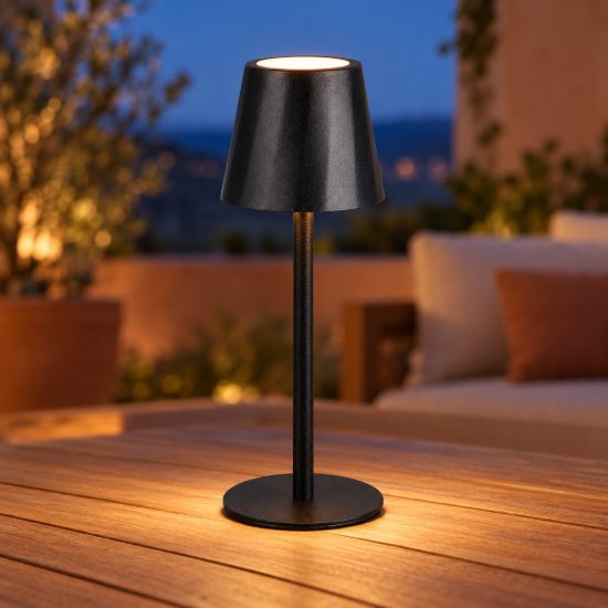 Lampada da tavolino ricaricabile da esterno led 1,6w cct 2700k 6500k touch ip44 moderna nera