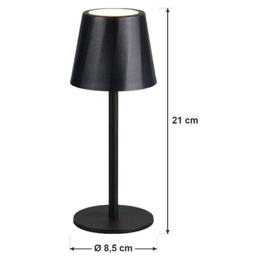 Lampada da tavolino ricaricabile da esterno led 1,6w cct 2700k 6500k touch ip44 moderna nera