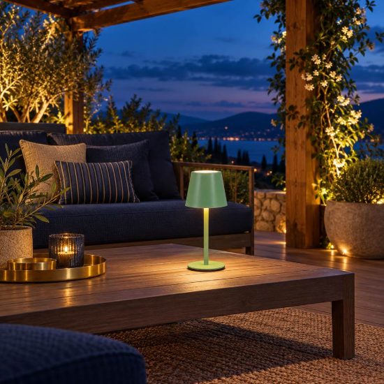 Lampada da tavolino ricaricabile da esterno led 1,6w cct 2700k 6500k touch ip44 moderna pistacchio