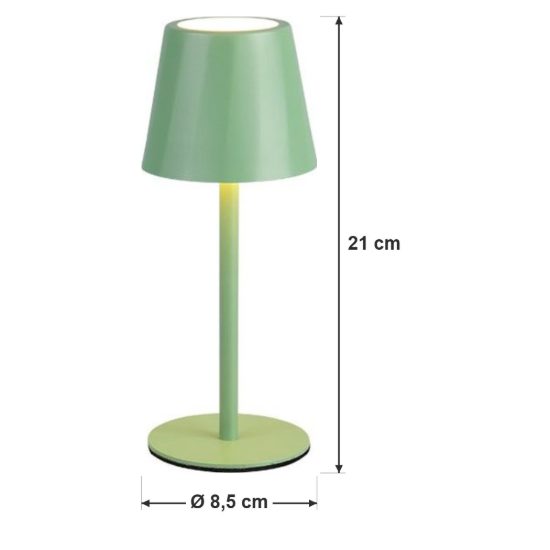 Lampada da tavolino ricaricabile da esterno led 1,6w cct 2700k 6500k touch ip44 moderna pistacchio
