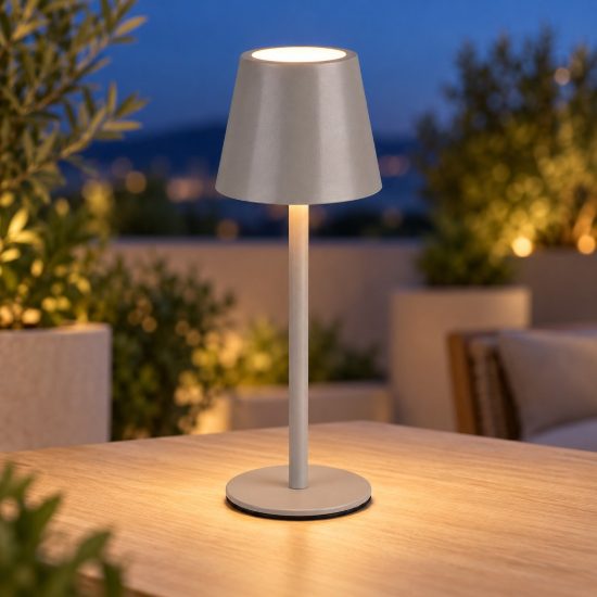 Lampada da tavolino ricaricabile da esterno led 1,6w cct 2700k 6500k touch ip44 moderna grigia
