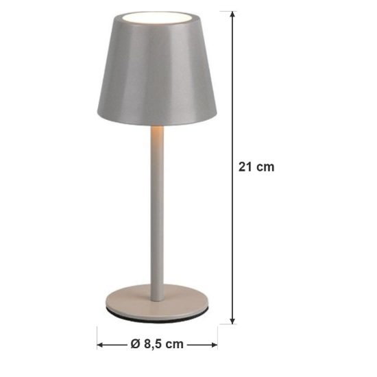 Lampada da tavolino ricaricabile da esterno led 1,6w cct 2700k 6500k touch ip44 moderna grigia