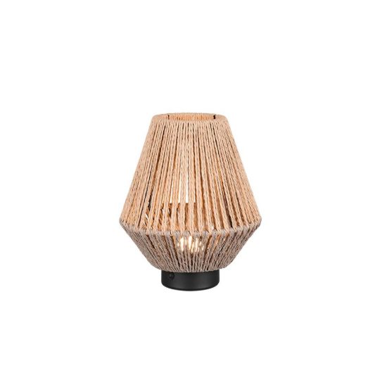 Abat-jour ricaricabile led 1,5w 3000k touch per comodino in filato di carta intrecciato marrone