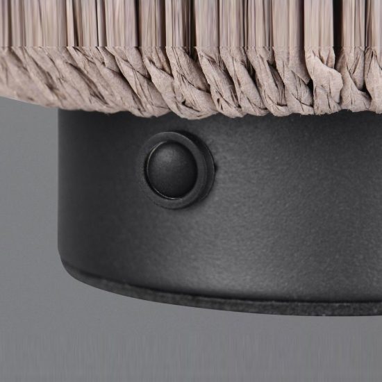 Abat-jour ricaricabile led 1,5w 3000k touch per comodino in filato di carta intrecciato marrone