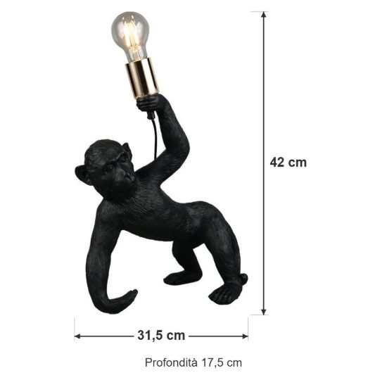 Lampada da tavolo per soggiorno a forma di scimmia nera oro