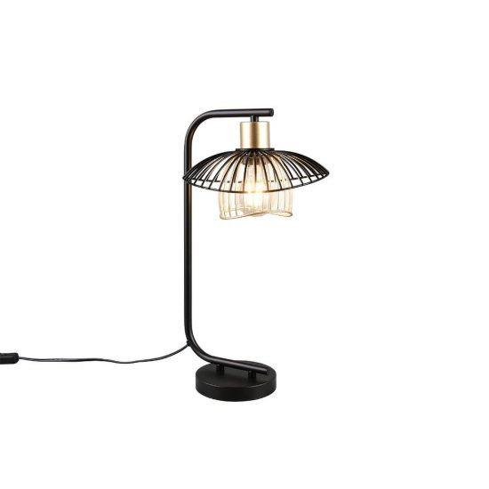 Lampada da tavolo per soggiorno moderna nera oro con paralume aperto in metallo