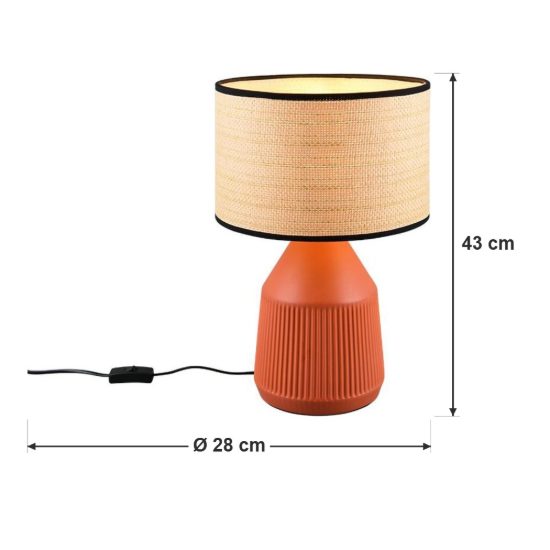 Lampada da tavolo per soggiorno in ceramica terracotta con paralume in carta naturale